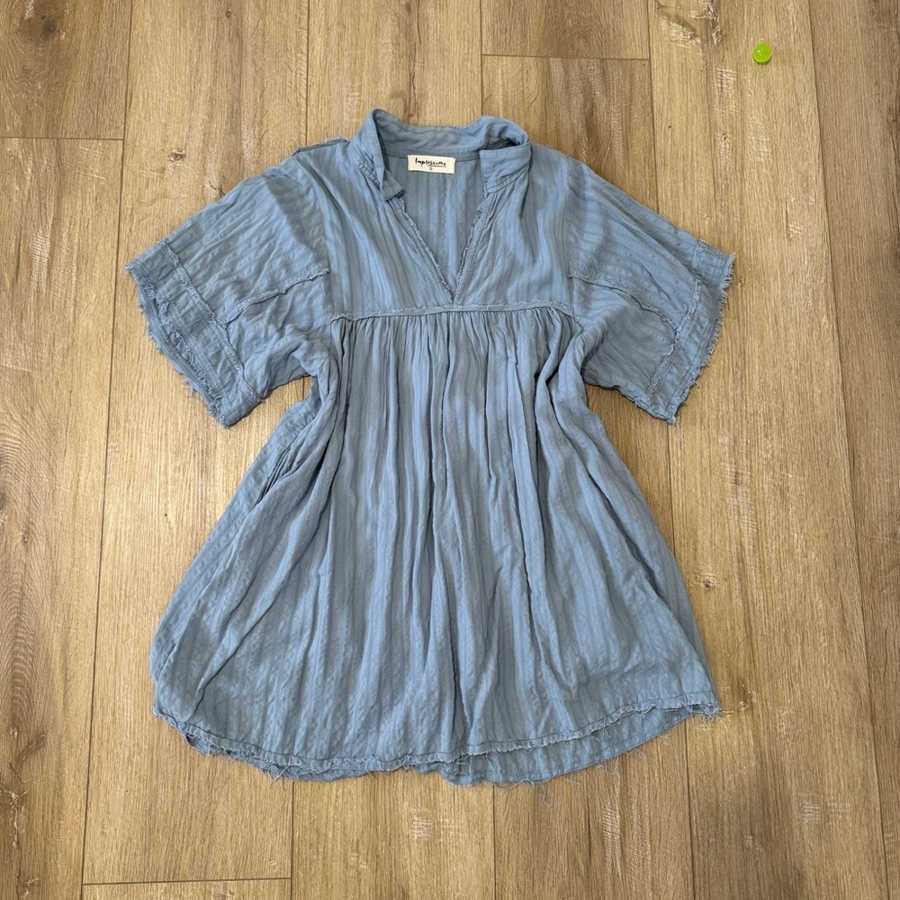 Impressions Blue Babydoll Dress Small